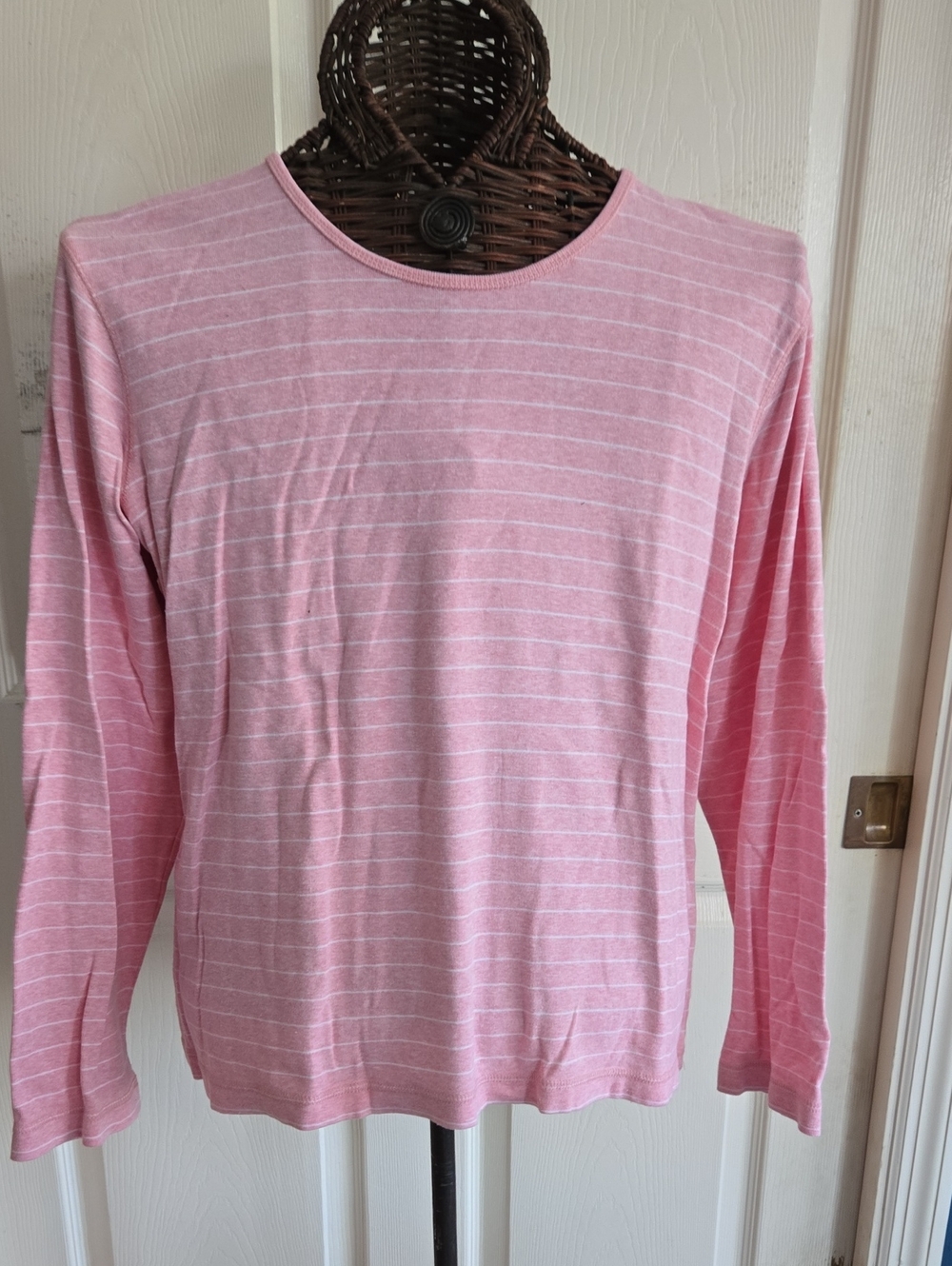 Van Heusen Pink and White Striped Crewneck Top-Size XL